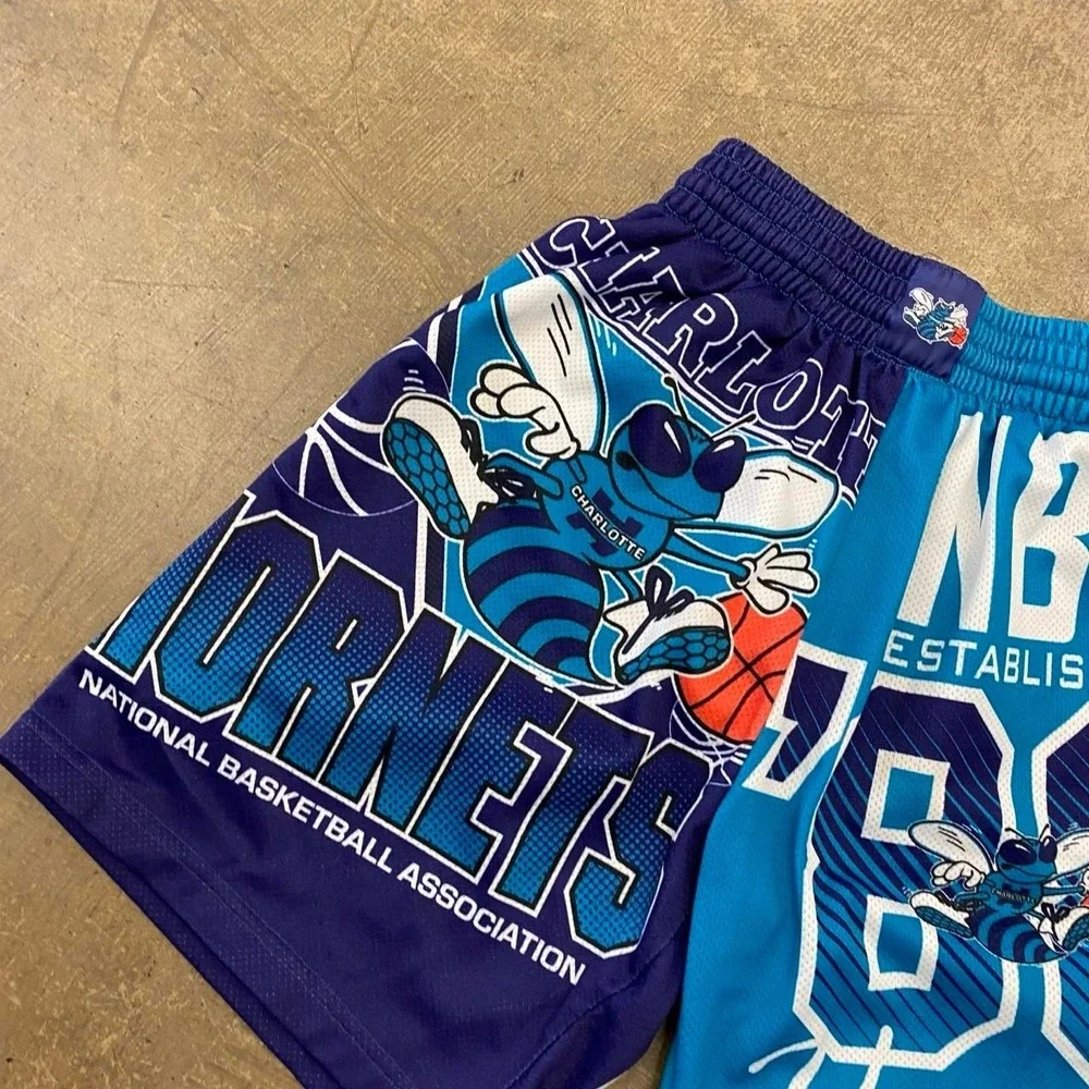 Charlotte Hornets NBA Mitchell & Ness AOP Basketball Shorts Size Small